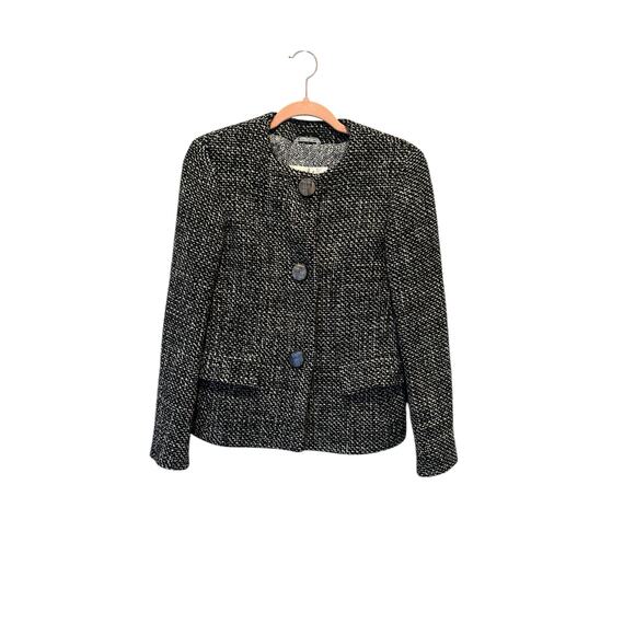 Vintage Max Mara Black Tweed Classic Blazer Jacket Size 8 - Picture 3 of 14